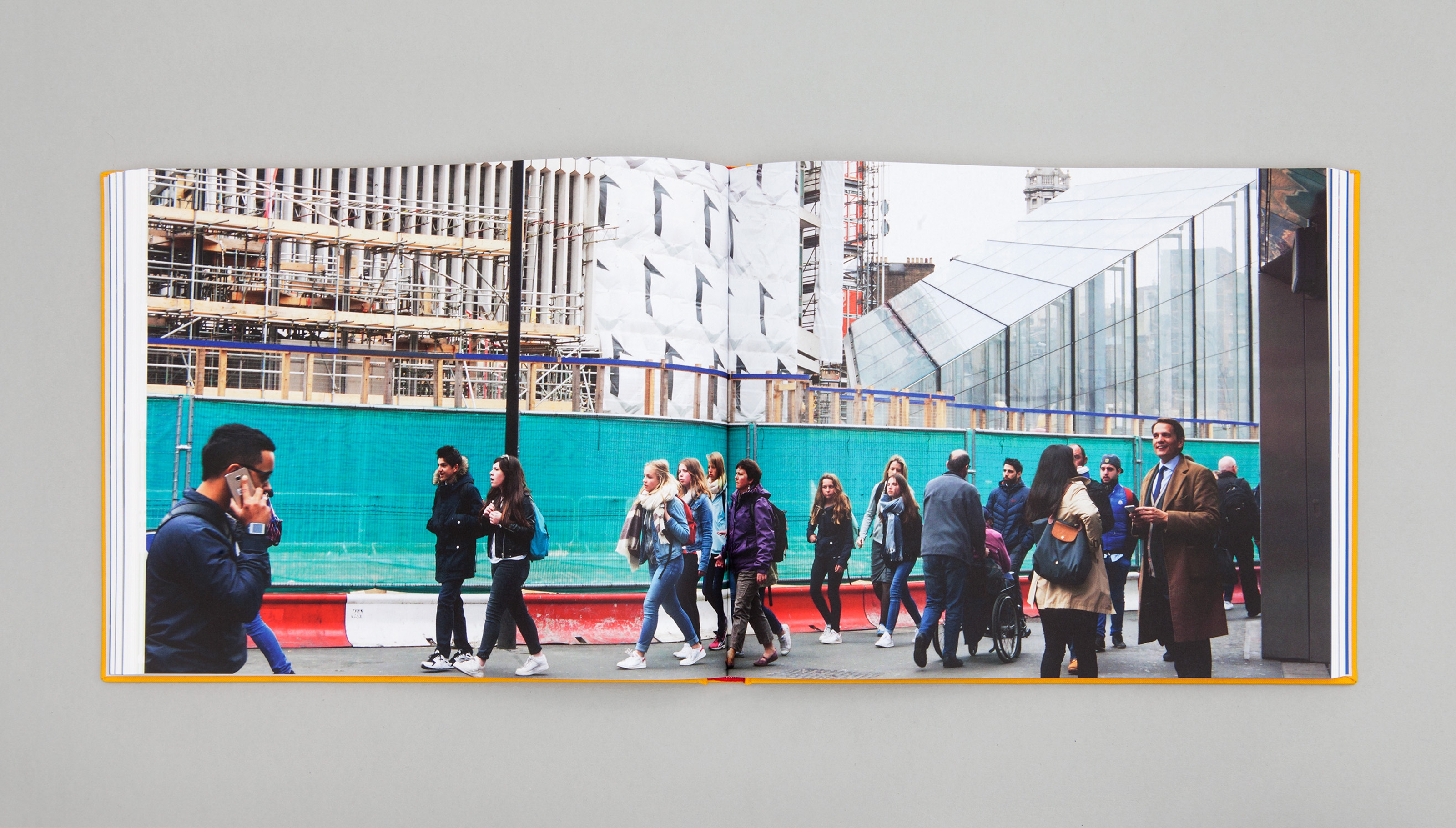 Flat lay photograph displaying the inside of a report titled "Oxford Street Today: The current context of the Oxford Street area."