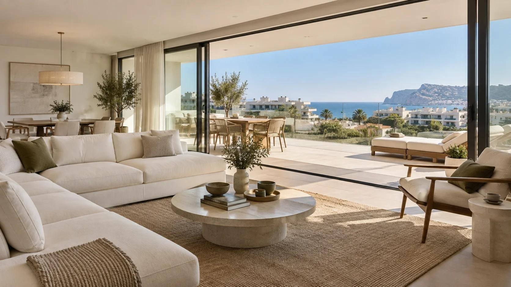 Bright modern living area at Terrana Jávea