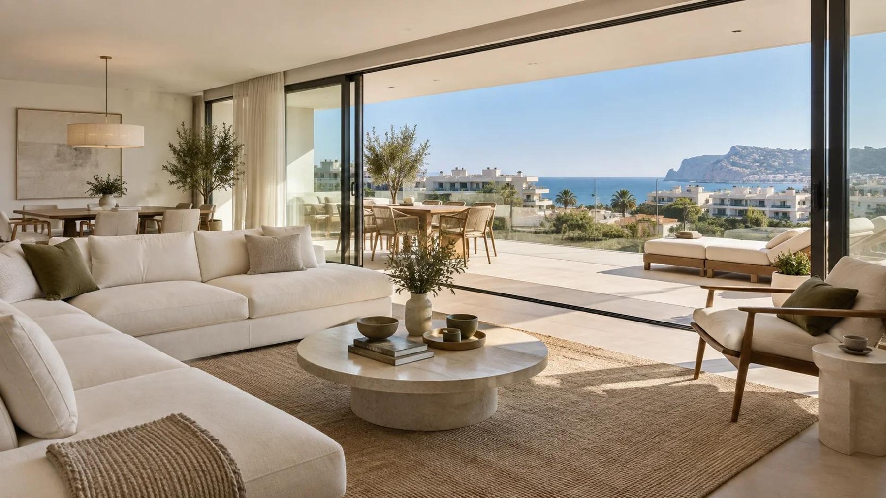 Bright modern living area at Terrana Jávea