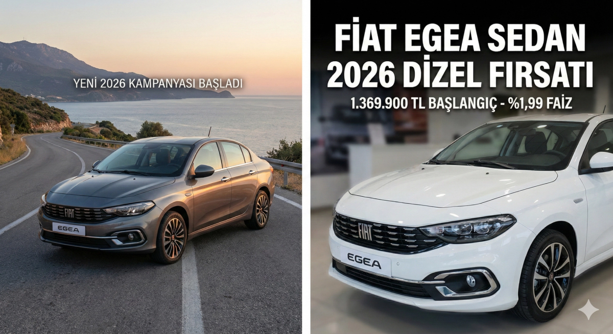 2026 Fiat Egea Sedan Dizel Fırsatı: 1.369.900 TL Başlangıç Fiyatı ve %1,99 Faizli Kredi