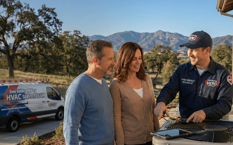 Professional technician inspecting an ac in California USA 