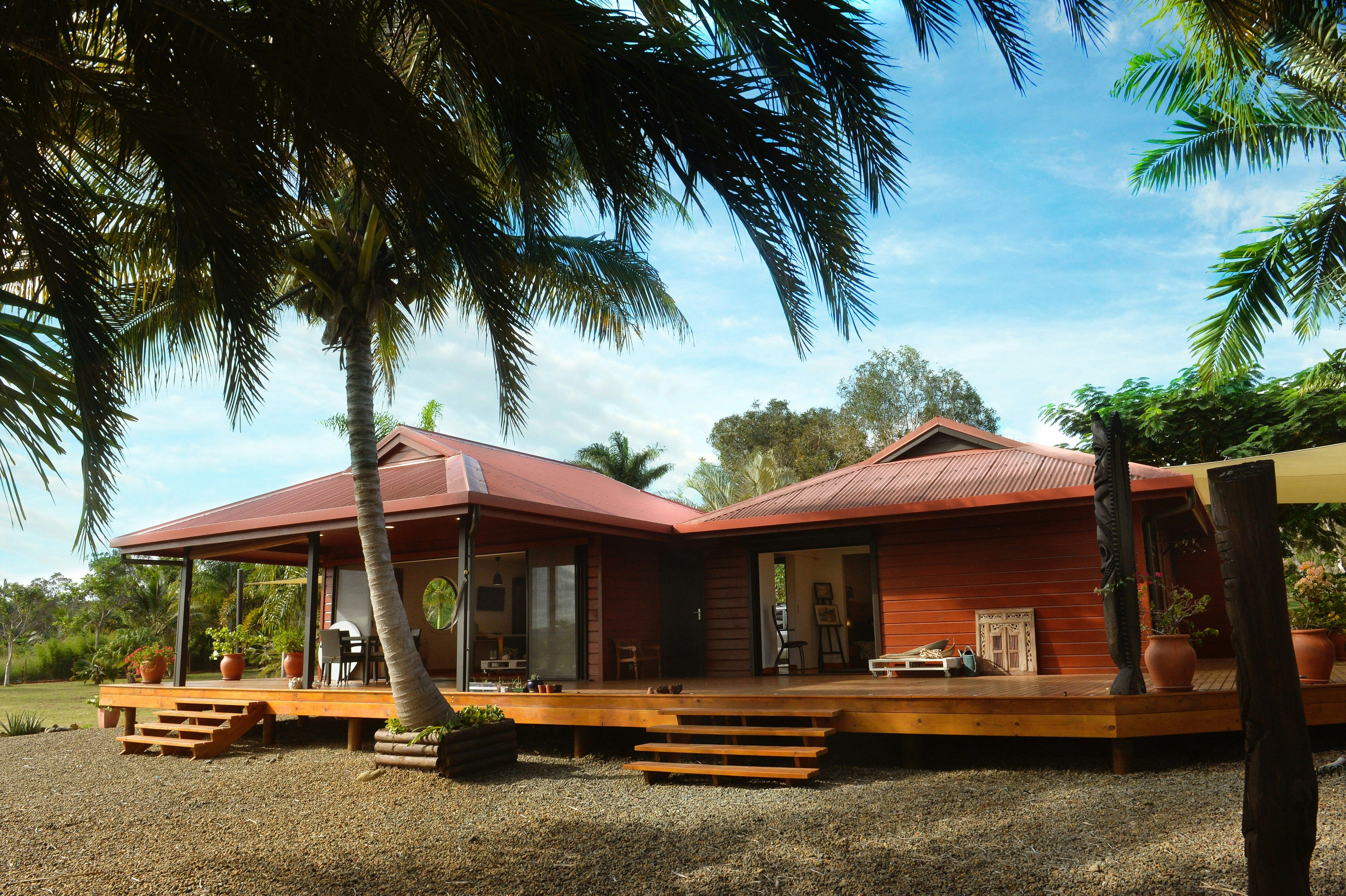 timber post beam structure tropical house