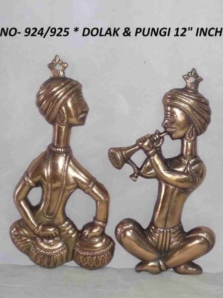 Dolak & Pungi Musician Tribal Figurine Set (12 Inch) Detail View 1