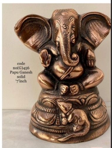Baby Ganesha Black Metal Idol – 7 Inch | Symbol of Joy, Wisdom & Auspicious Beginnings Detail View 1