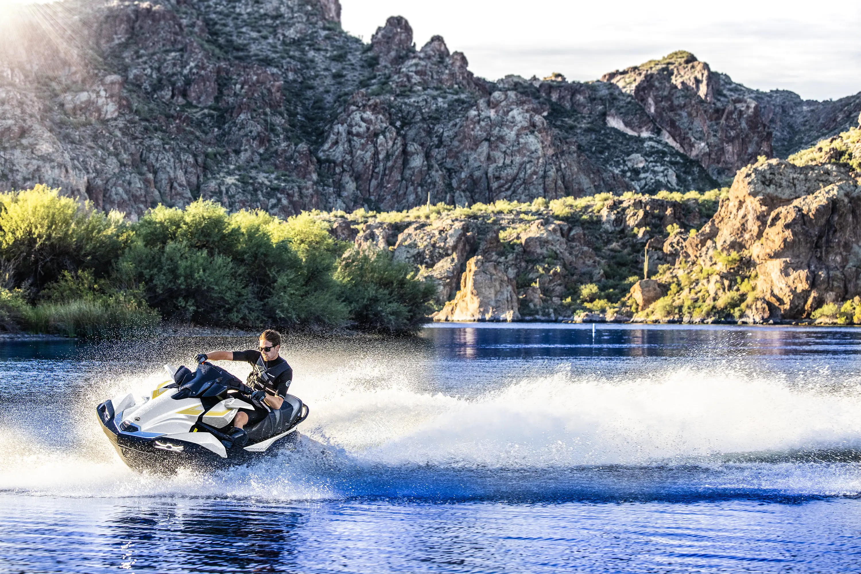 Kawasaki Jet Ski Ultra 160LX underway, three-quarter front view