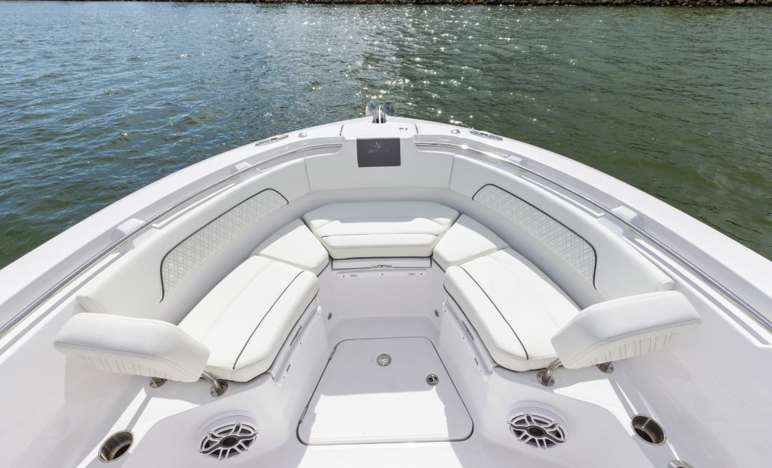 Bertram 28CC wraparound bow seating with cushions and speakers