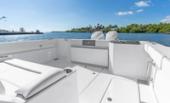 Bertram 34CC aft cockpit with mezzanine seating and outboards