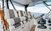 Bertram 39CC helm with quilted seating and joystick control