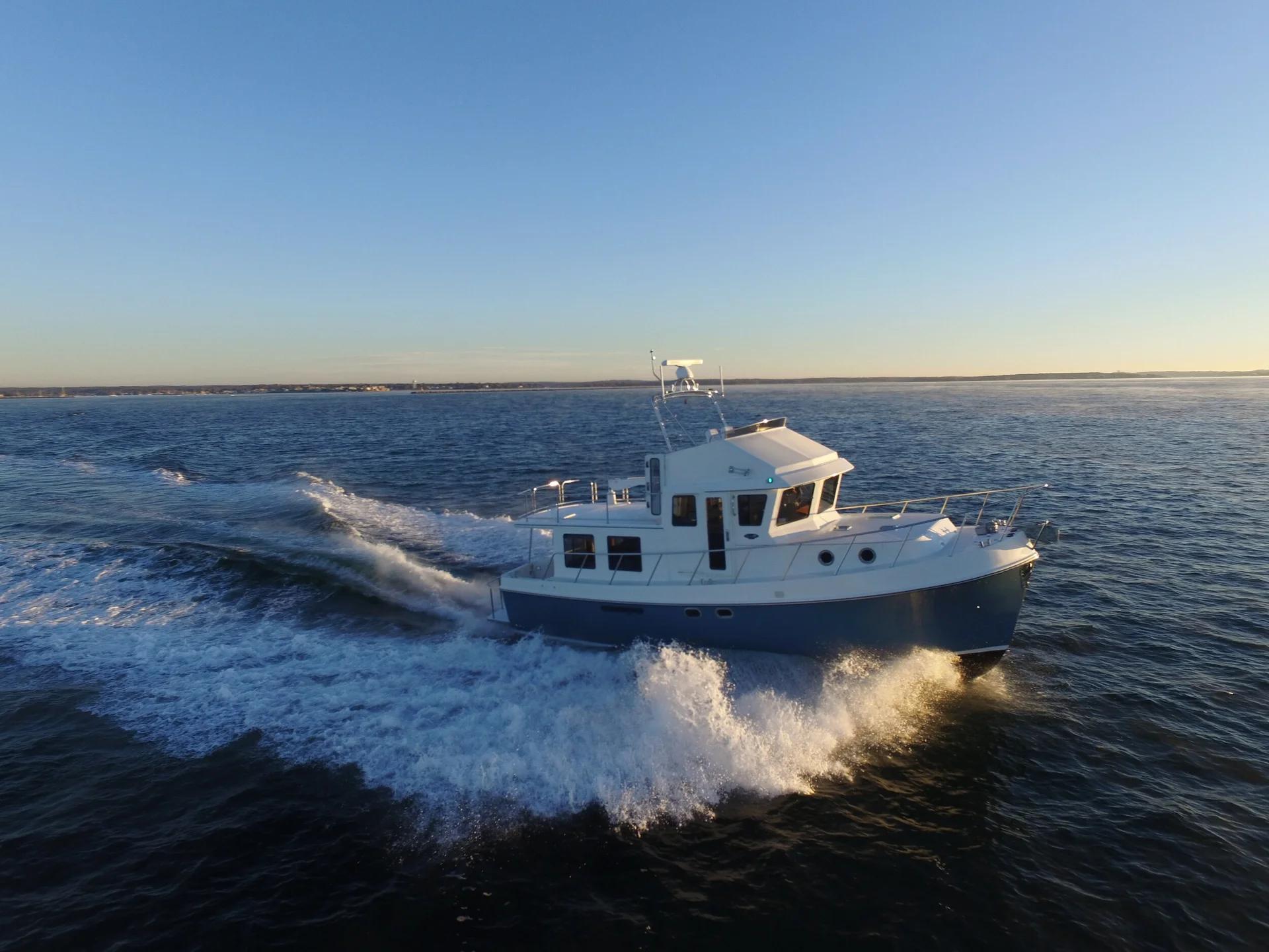 American Tug 435 running at speed in evening light