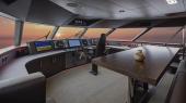 Pilothouse helm of the Westport 117