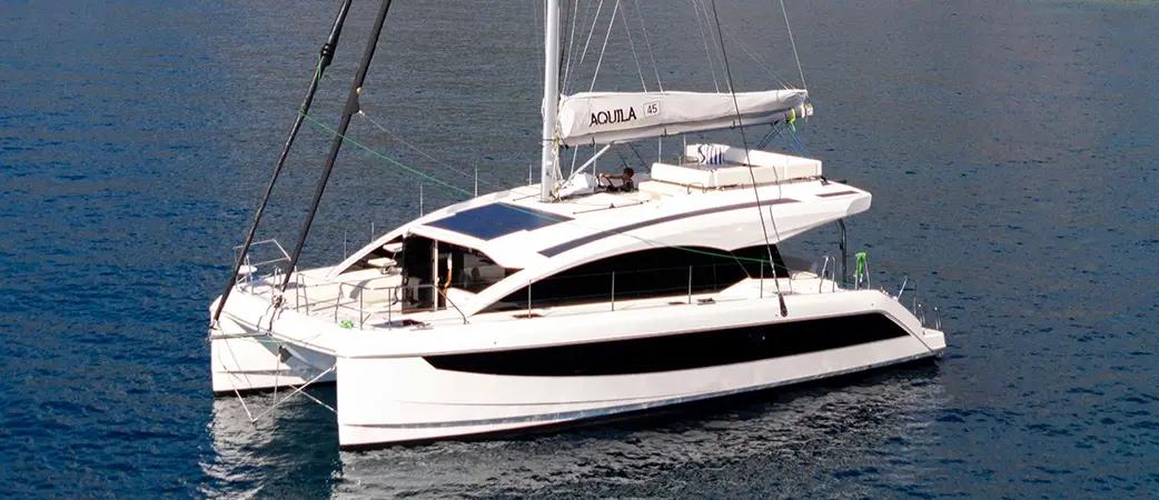 Aquila 45 Sail at anchor with sails down