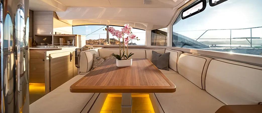 Aquila 45 Sail salon with panoramic windows