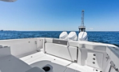 Bertram 39CC fishing cockpit with transom seating and rod holders