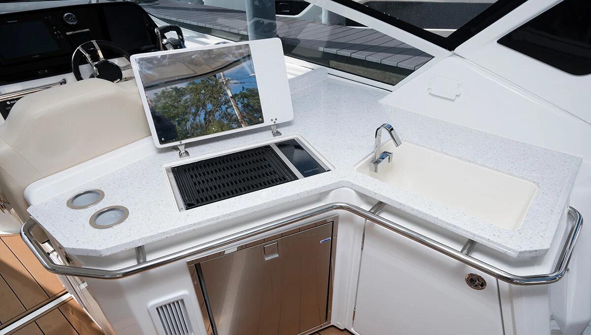 Aquila 36 Sport galley with Corian worktop and sink