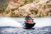 Kawasaki Ultra 310X 2025 jet ski, front angle of a rider on the water