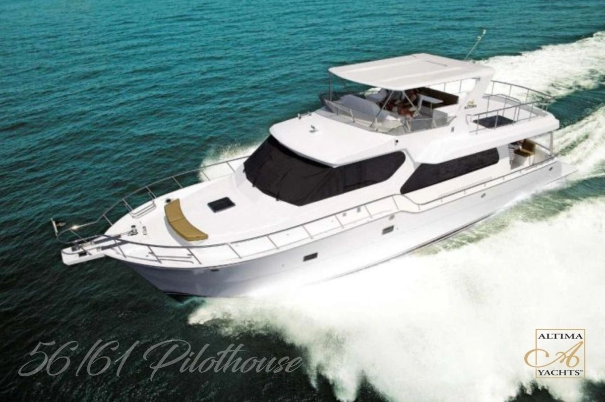 Altima 56 Pilothouse under way with flybridge hardtop