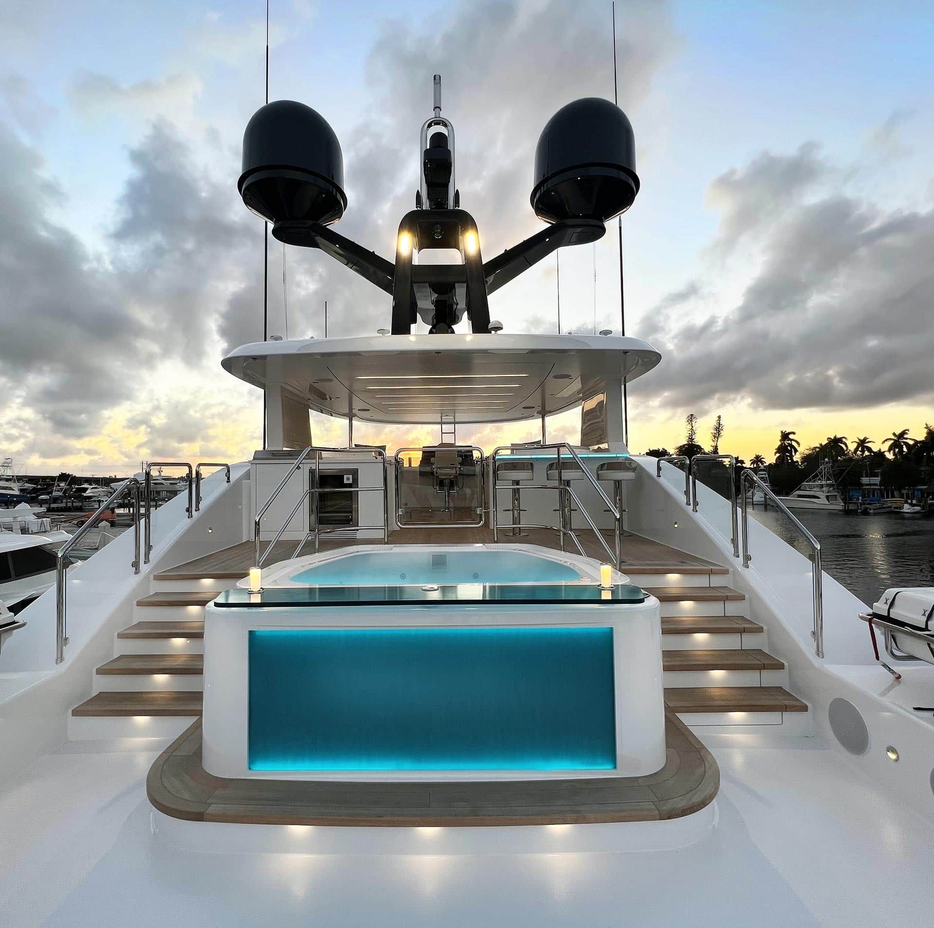 Westport 117 raised-pilothouse motor yacht, flybridge view