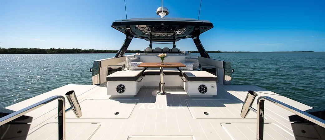 Aquila 45 Sport aft cockpit with U-shaped seating and table