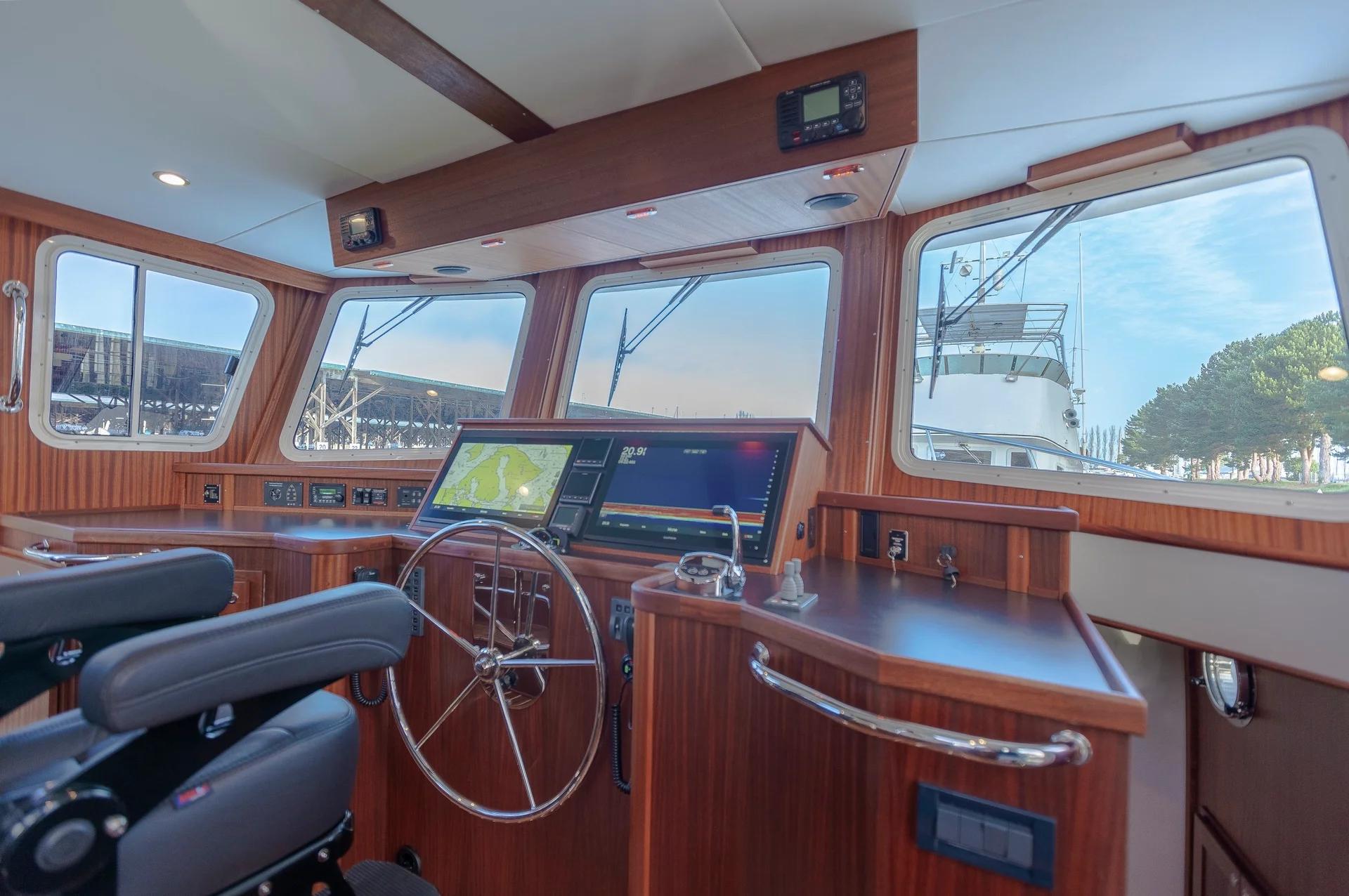 American Tug 435 pilothouse helm station
