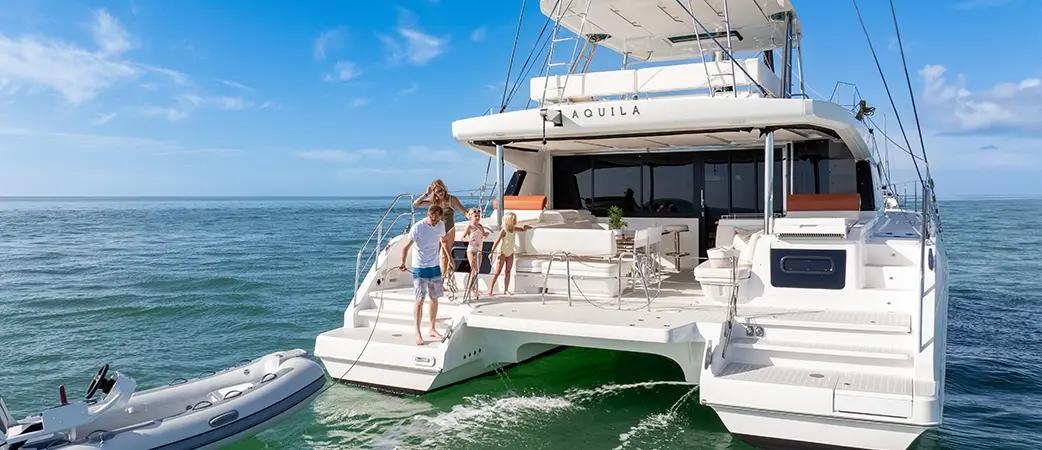 Guests enjoying the deck of the Aquila 50 Sail