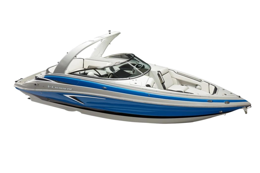 Crownline 270 SS bowrider with Moonstone arch, bow-quarter studio view