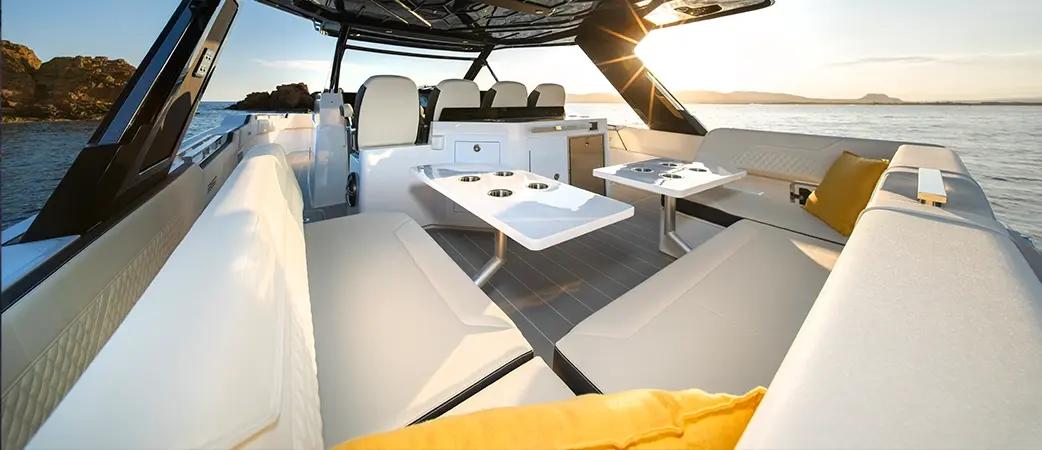 Aquila 35 Sport aft cockpit with U-shaped seating and summer galley