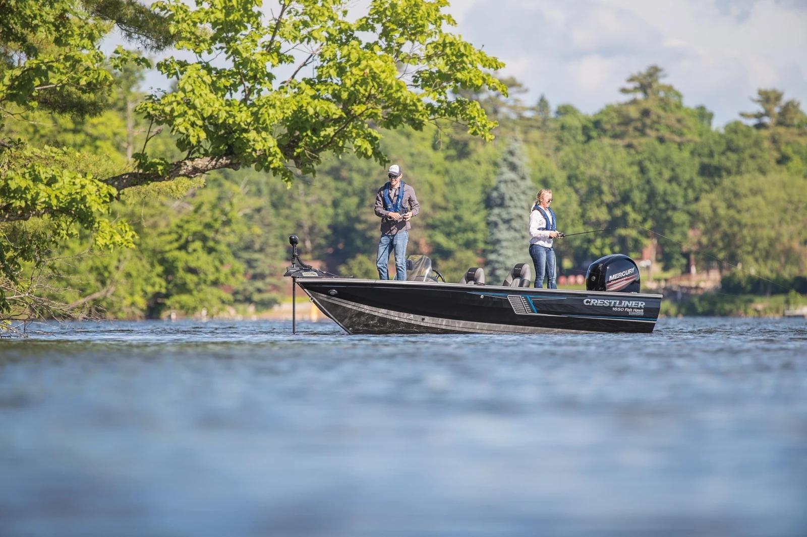 Crestliner 1650 Fish Hawk aluminium fishing boat on a lake