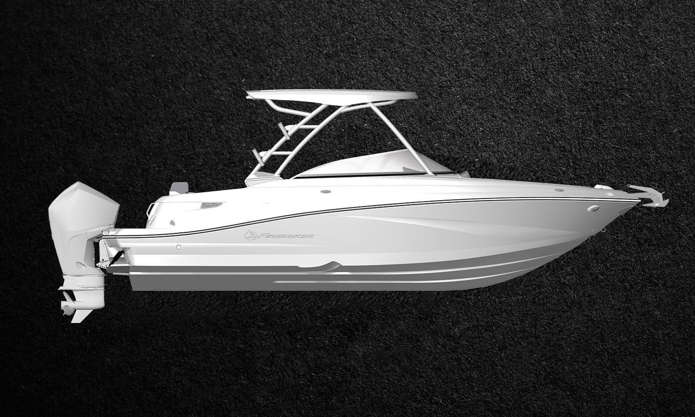 Crownline Finseeker 240 DC dual console with hard top, side profile