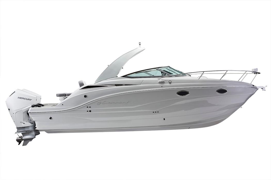 Crownline 280 CRX outboard cruiser, side profile studio view