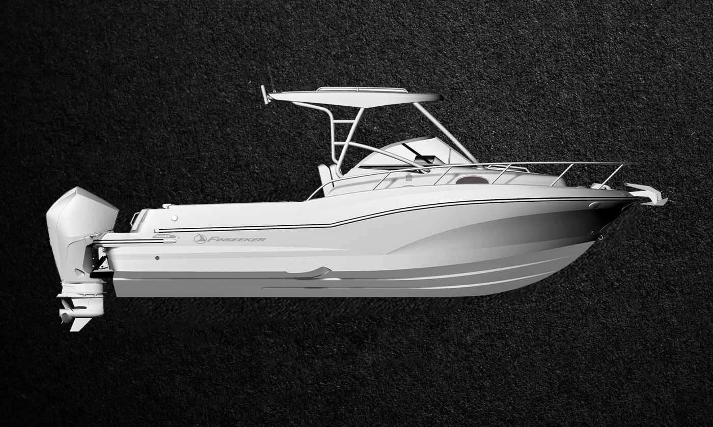 Crownline Finseeker 245 WA walkaround with hard top, side profile