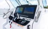 Bertram 34CC helm with twin multifunction displays and joystick control