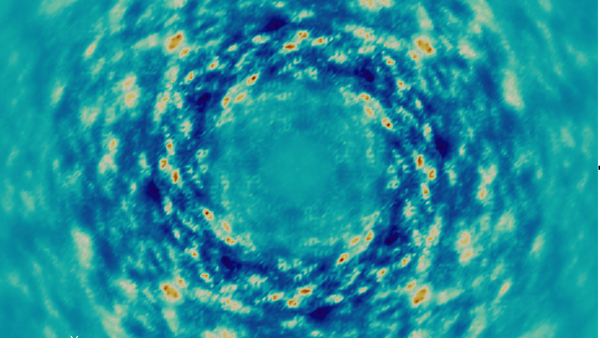 Heat map shows concentric rings surrounding a circular center