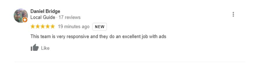 Daniel Bridge 5 stars: "This team is very responsive and they do an excellent job with ads