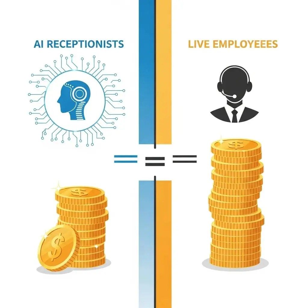 Visual representation of cost comparison between AI receptionists and live employees