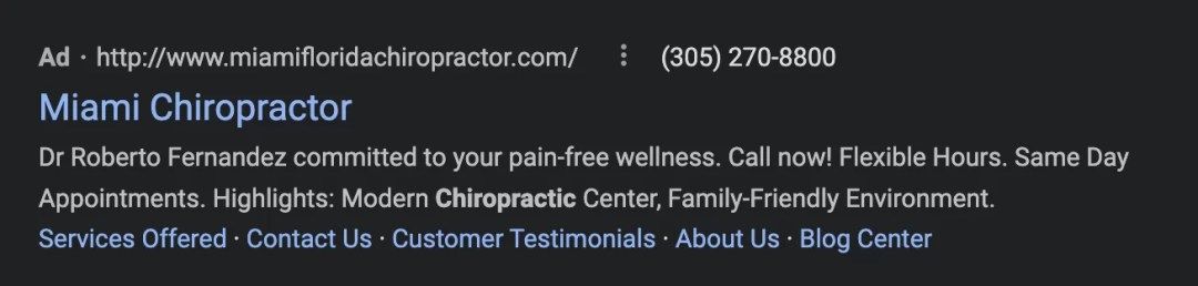 Chiropractic Google Advertising Examples - Pay Per Click PPC Offer Structures For Chiropractic Facebook Ads