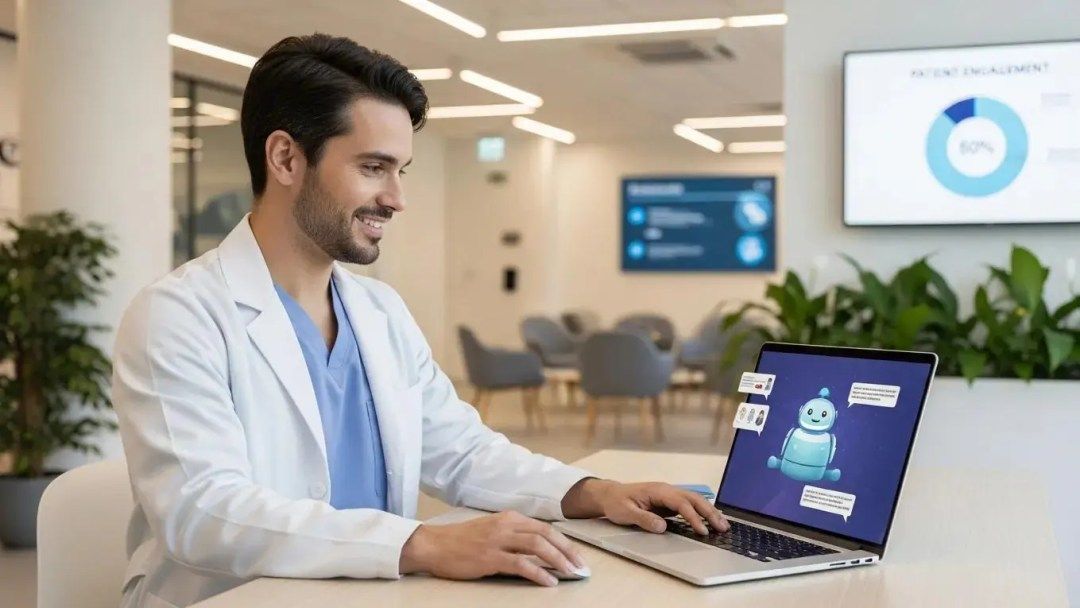 Healthcare professional using AI tools to enhance patient engagement and retention