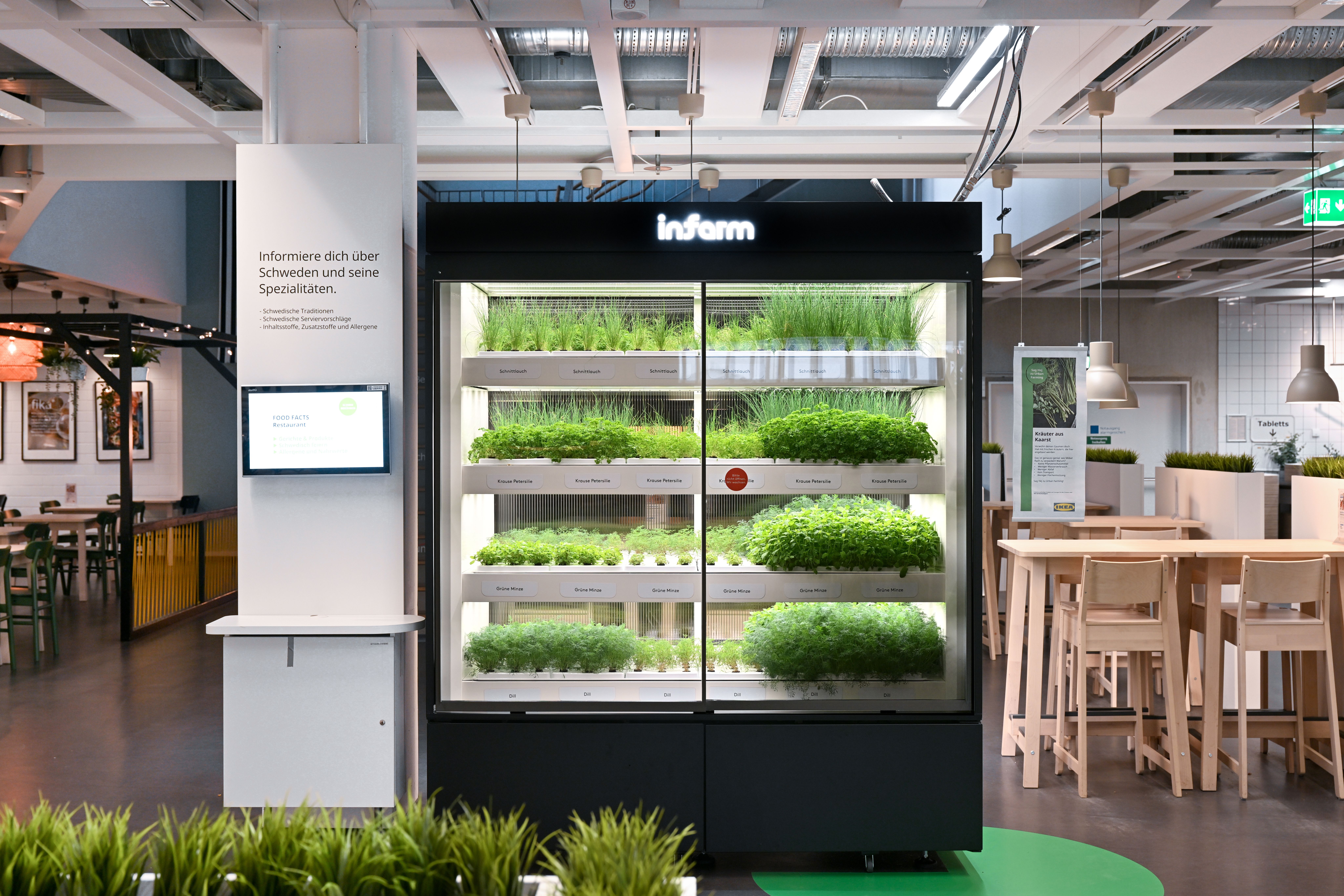 infarm fridge with greens growing