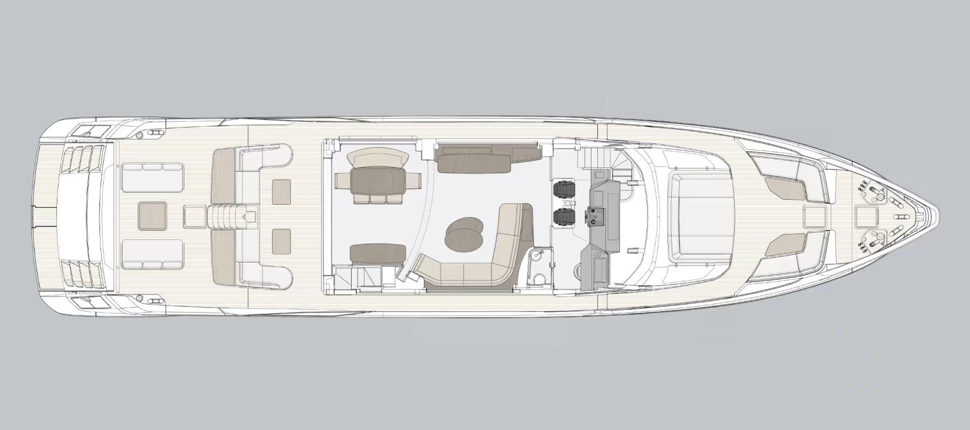 Plan pokładu głównego - Azimut S10 z prywatnym patio