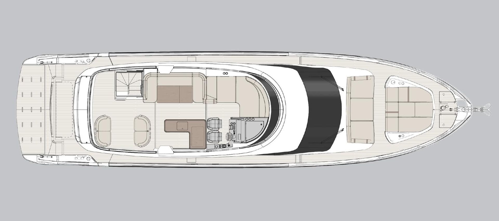 Azimut Fly 70 — Flybridge, rzut producenta