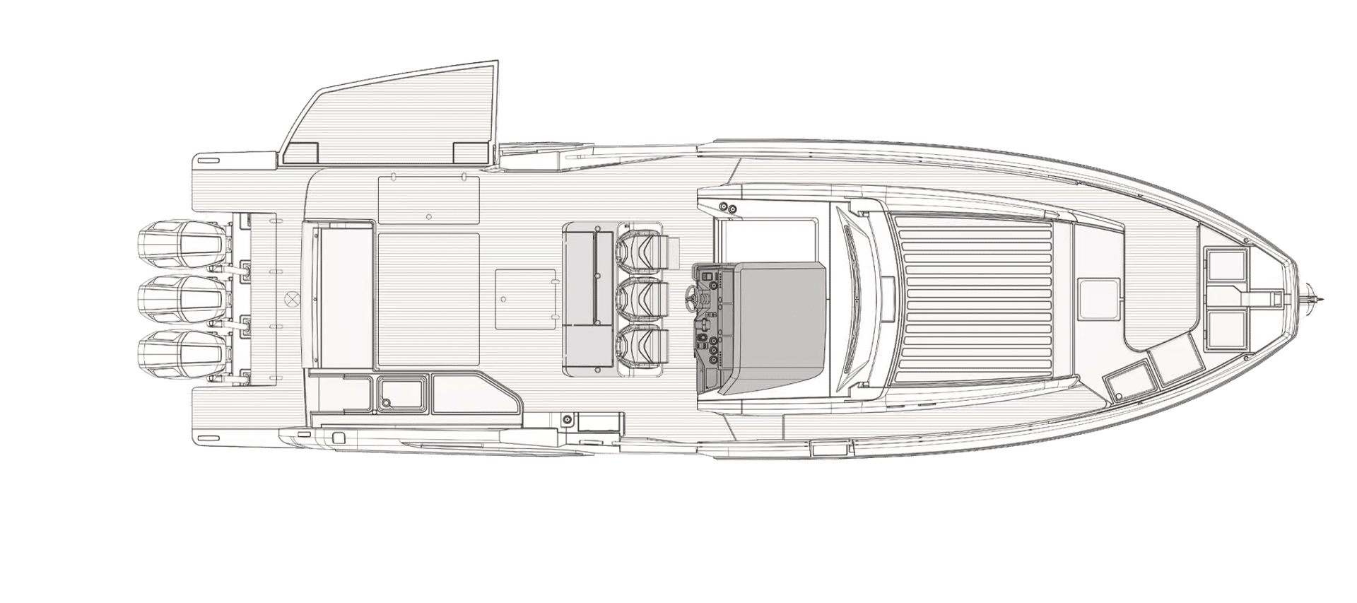 Plan pokładu głównego Azimut Verve 48 z boczną platformą