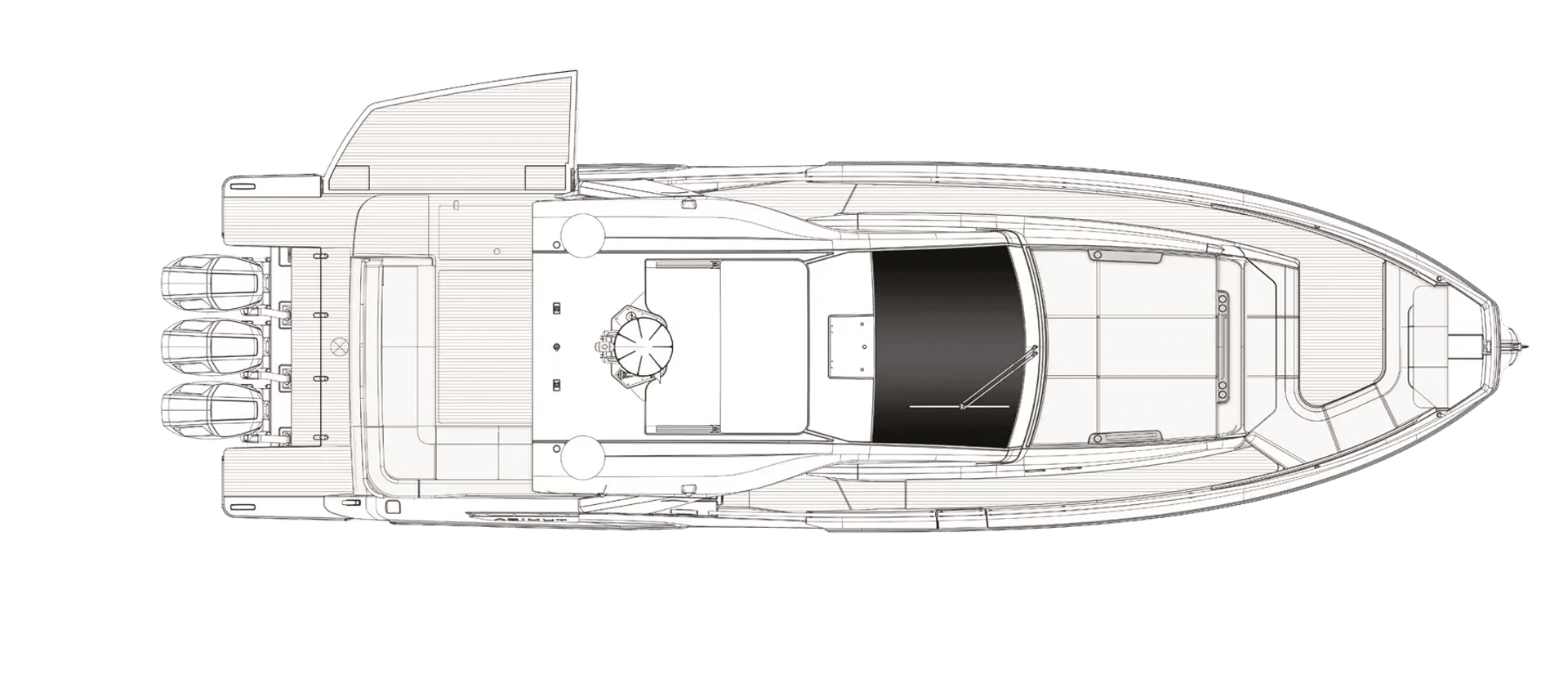 Plan pokładu Azimut Verve 48 - widok z góry