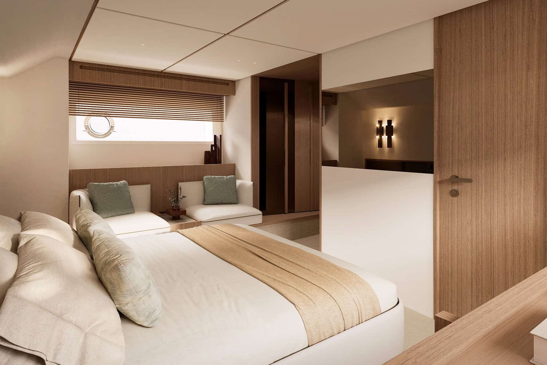 Azimut Fly 70 — wnętrze jachtu (wizualizacja producenta)