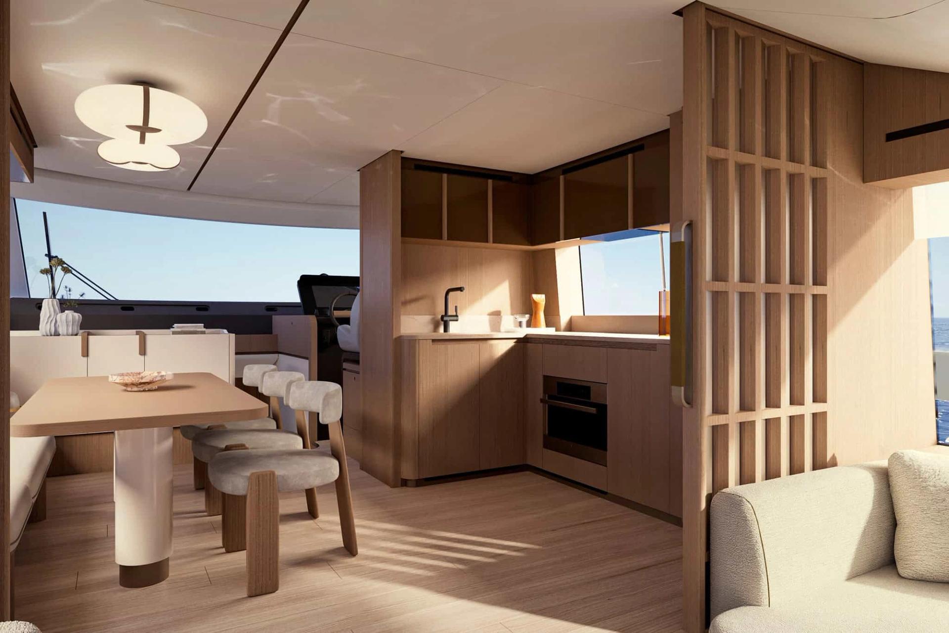 Azimut Fly 70 — wnętrze jachtu (wizualizacja producenta)
