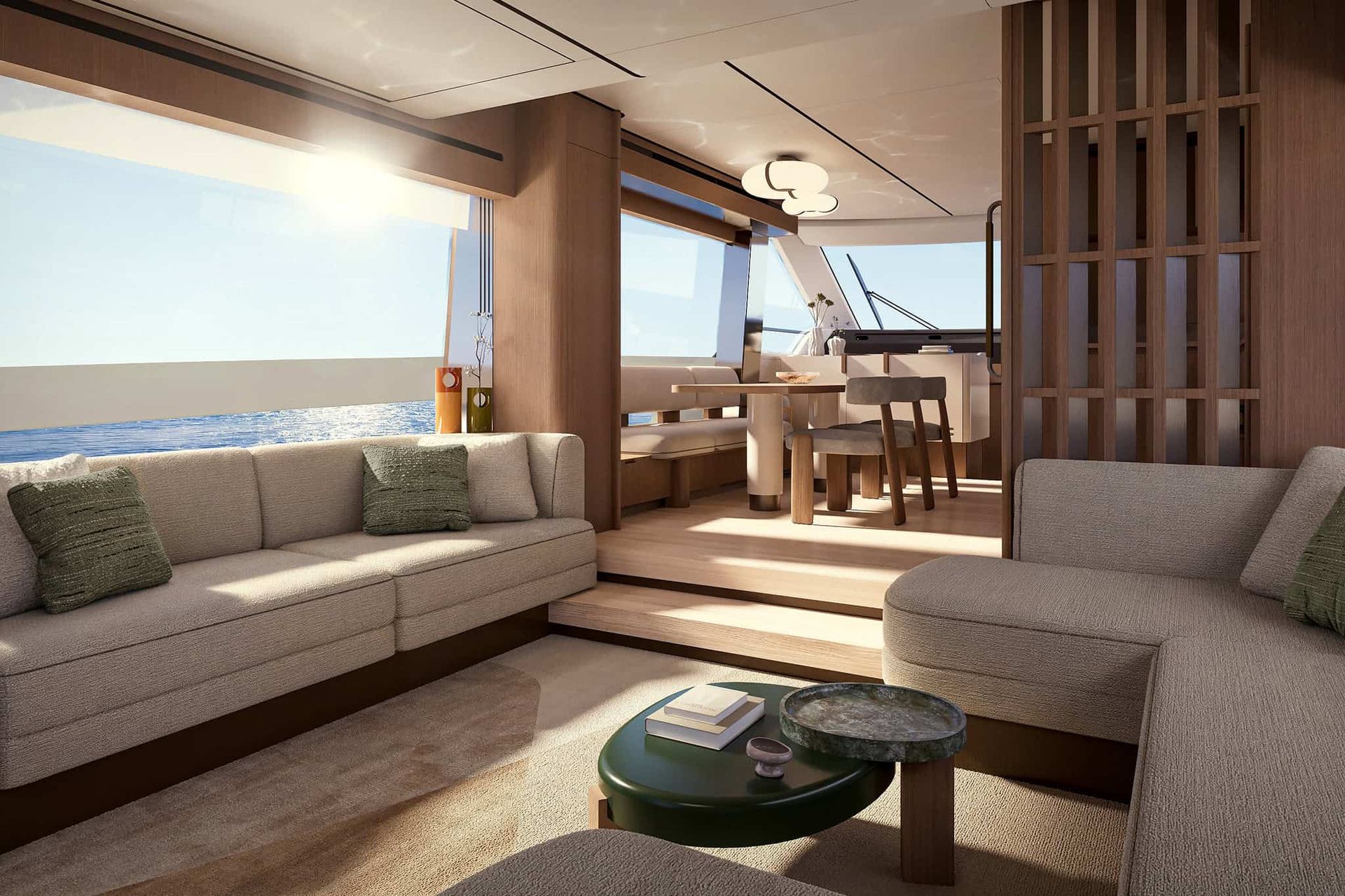 Azimut Fly 70 — wnętrze jachtu (wizualizacja producenta)
