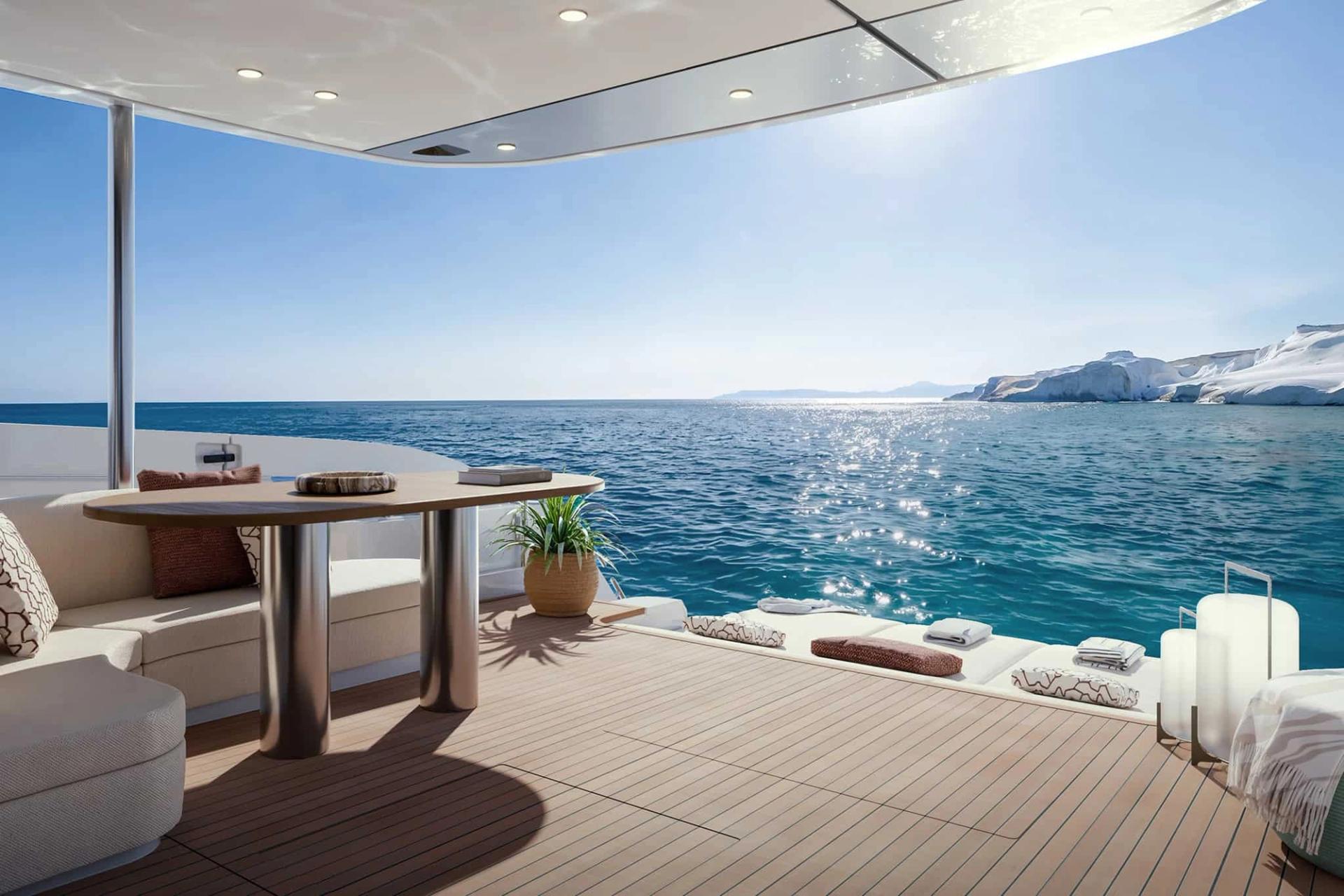 Azimut Fly 70 — kadłub i pokłady (wizualizacja producenta)