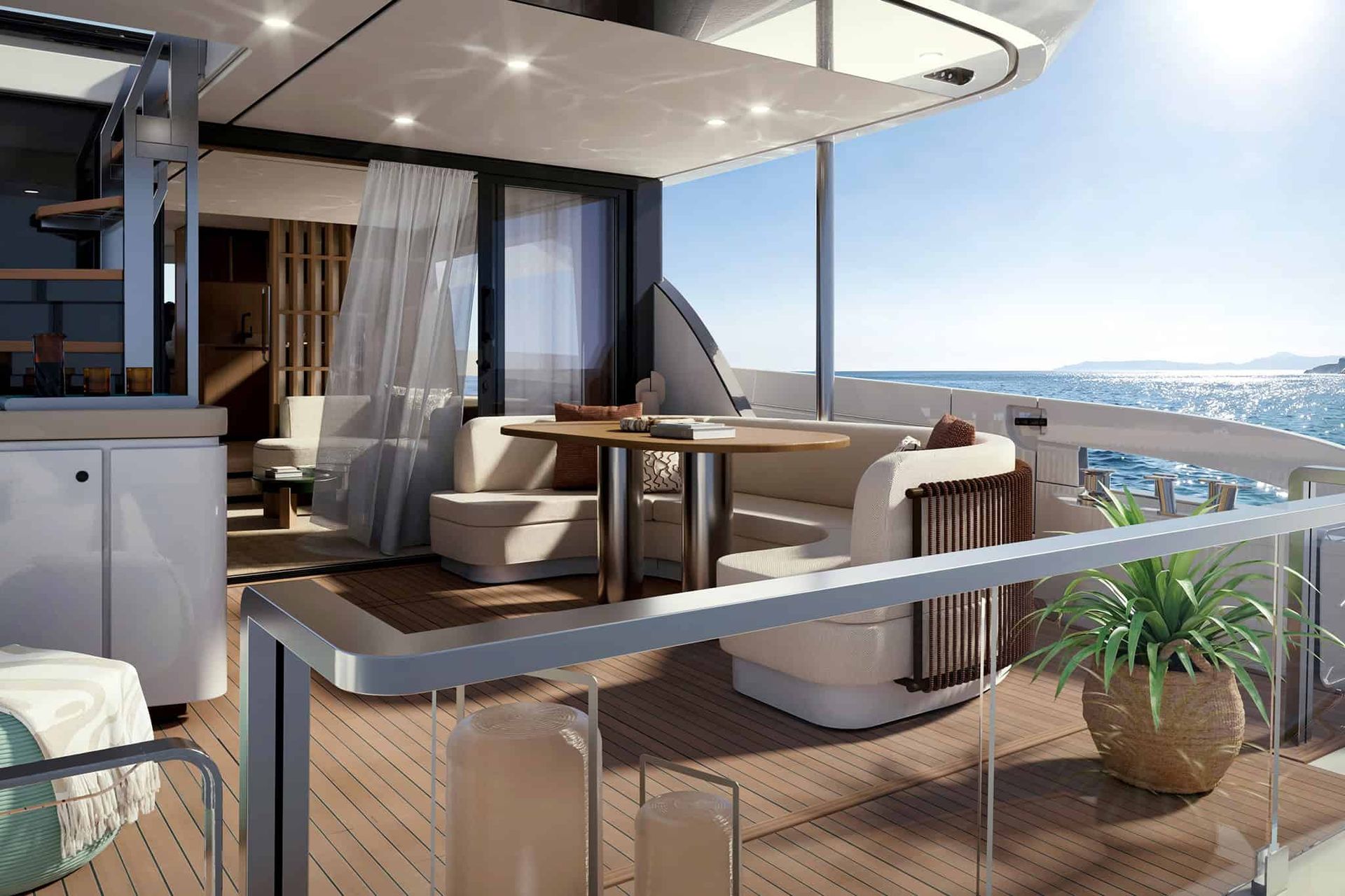 Azimut Fly 70 — kadłub i pokłady (wizualizacja producenta)