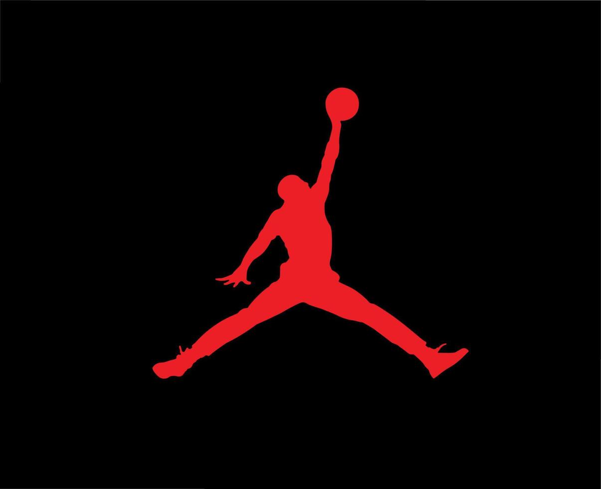 Jordan Brand Logo Symbol Red Design Clothes Sportwear Illustration With Black Background Free Vector