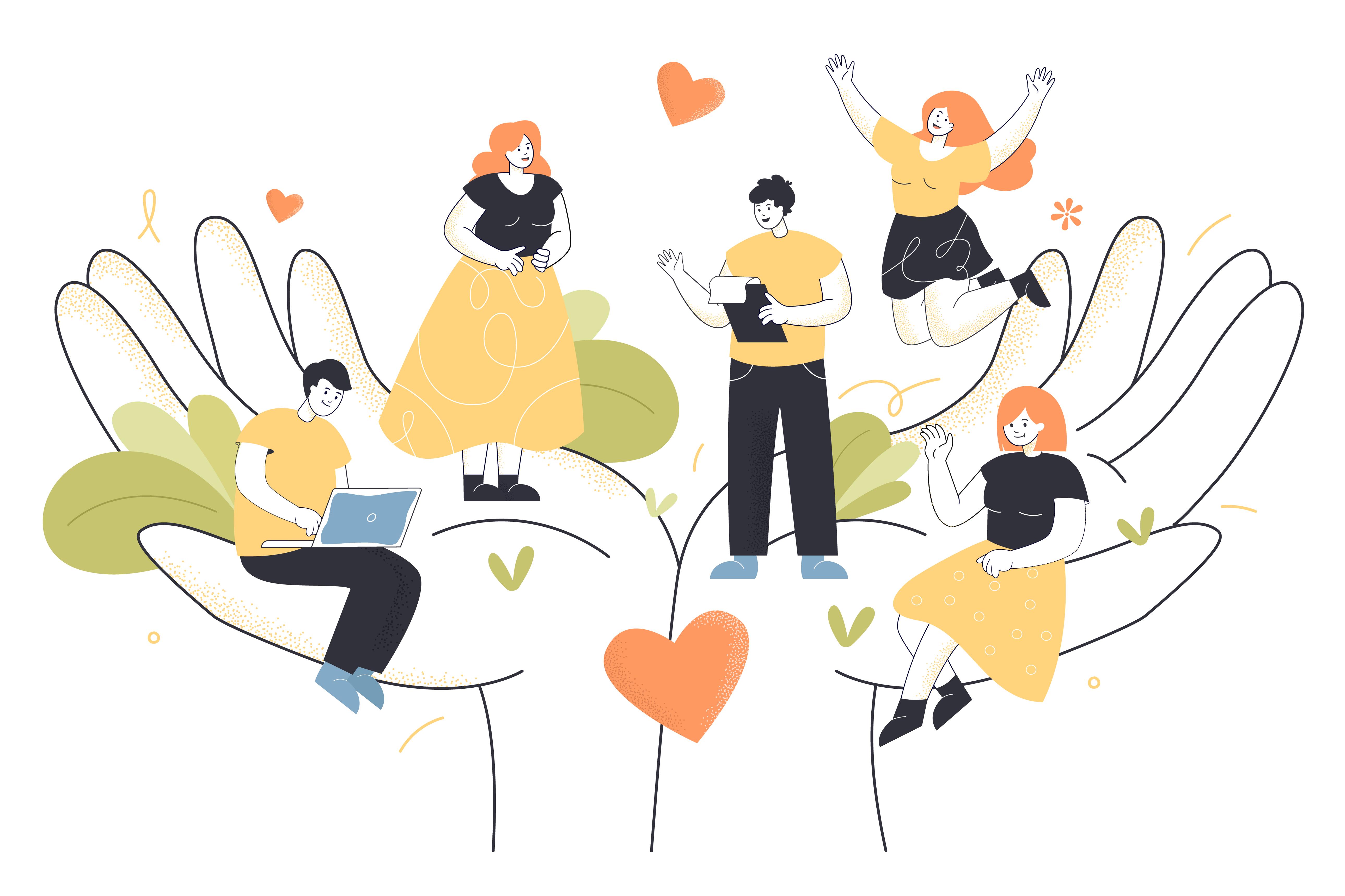 Unconditional Love illustration with caring community. ⭐