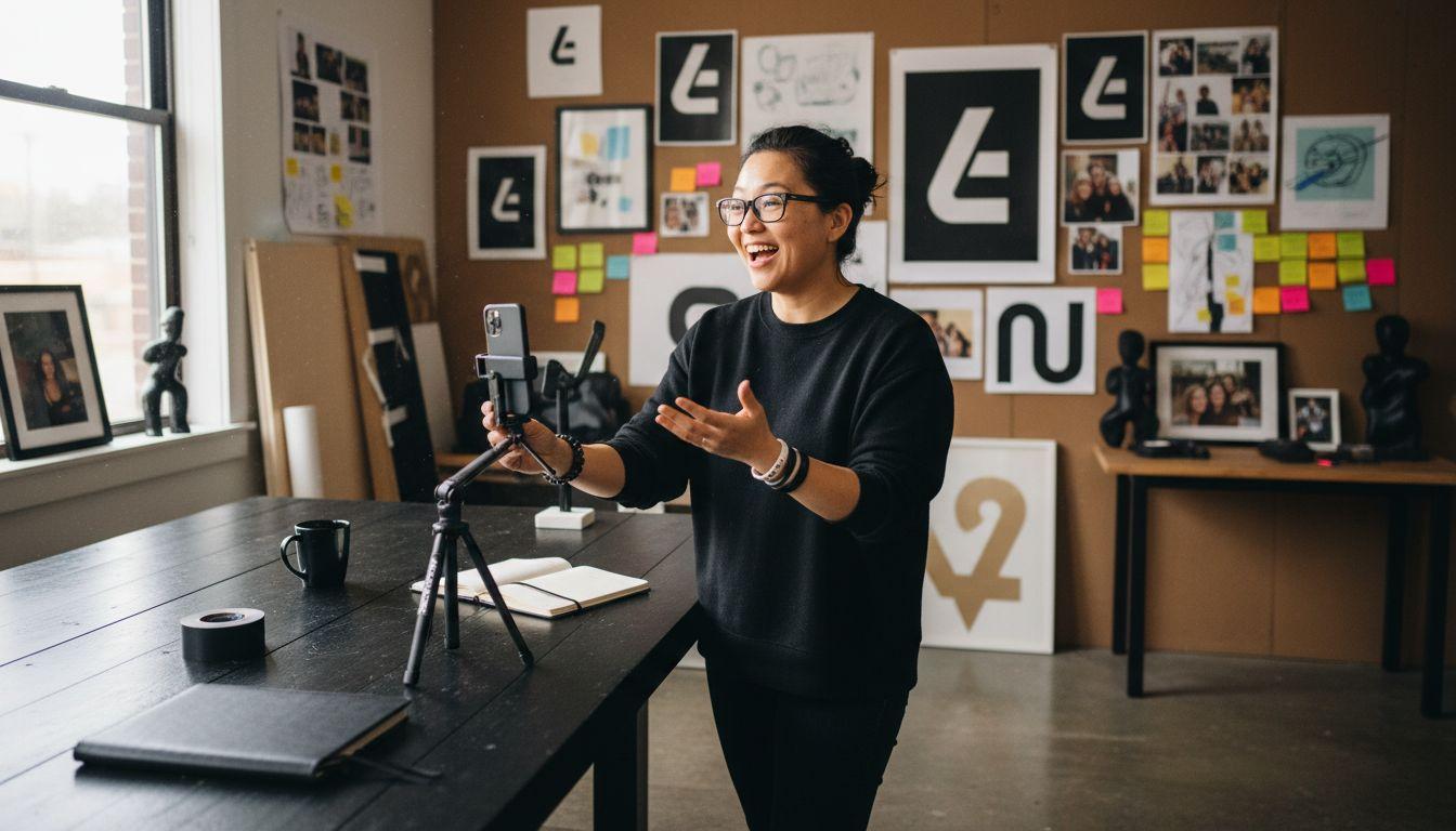 Entrepreneur creating content and engaging an audience through video.