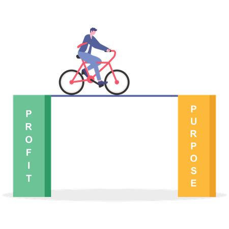 Illustration of balancing profit and purpose for sustainable business success.